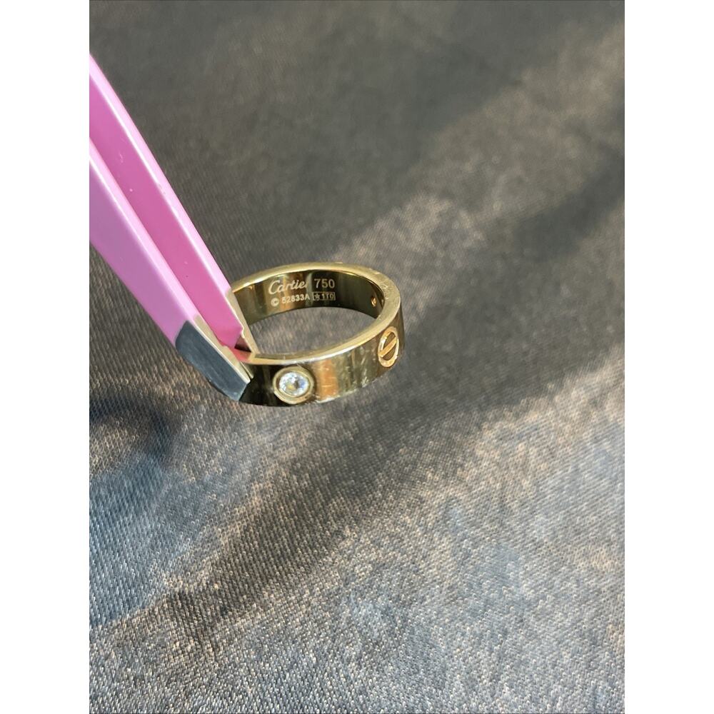 Authentic Cartier Love Ring 18K Yellow Gold 3 Diamonds Band Size 54 / US 7 - Picture 3 of 12
